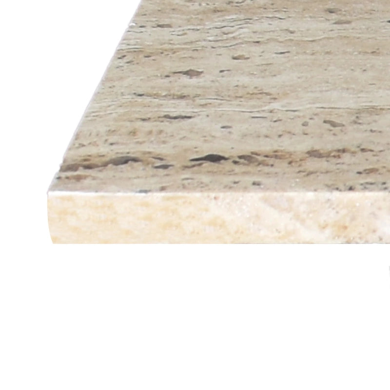 Tavolino a forma di T in marmo travertino, grigio/beige, per 1