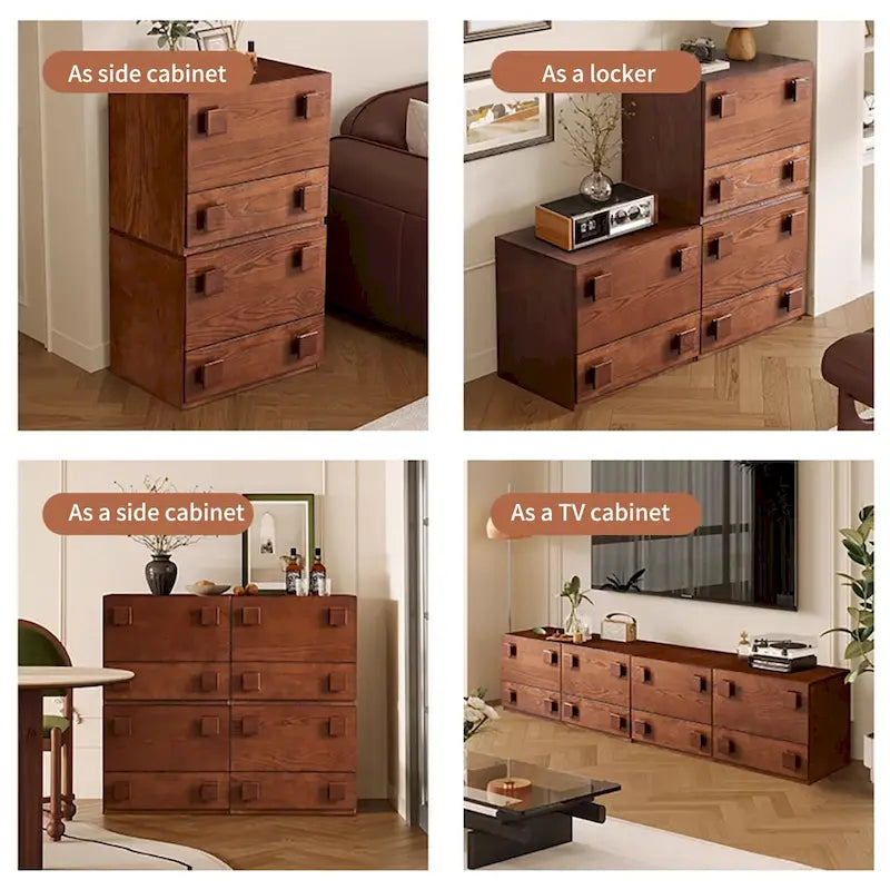 Mobile contenitore componibile in legno massello marrone/nero, 1-4 pezzi