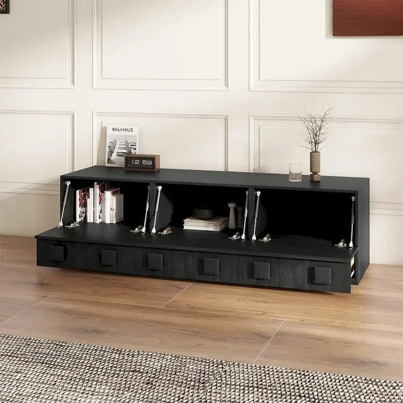 Mobile contenitore componibile in legno massello marrone/nero, 1-4 pezzi