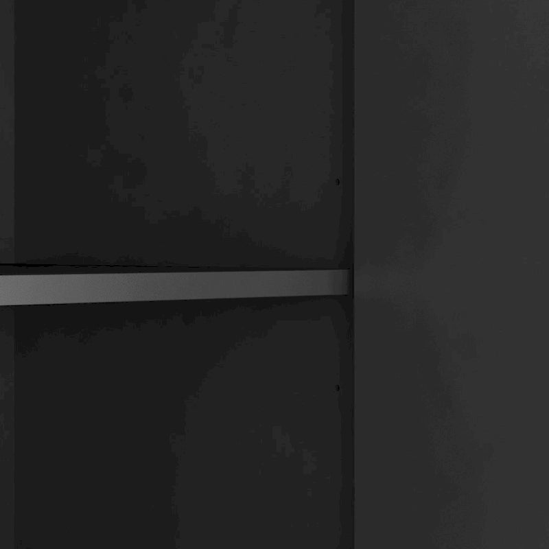 Credenza a pannelli scanalati bianchi/neri, mobile contenitore a 2 ante, montaggio da 1 persona