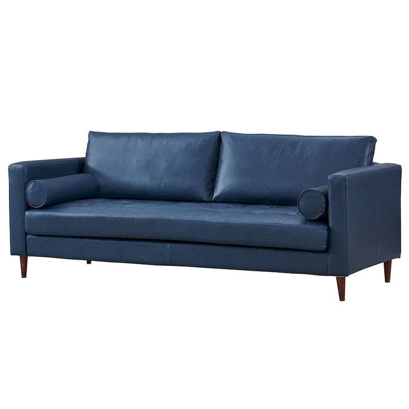 Divano 3 posti moderno in ecopelle blu/verde/marrone chiaro
