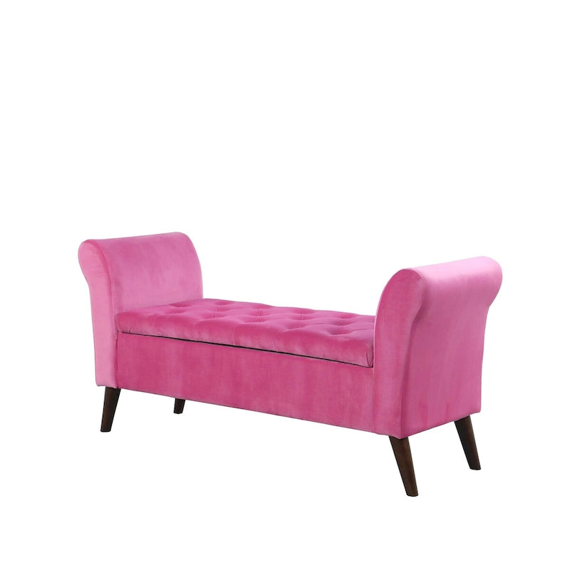 Panca contenitore imbottita con braccioli rosa acceso/beige, 1 posto