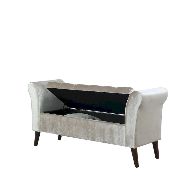 Panca contenitore imbottita con braccioli rosa acceso/beige, 1 posto