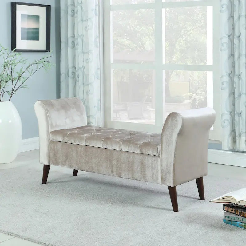 Panca contenitore imbottita con braccioli rosa acceso/beige, 1 posto