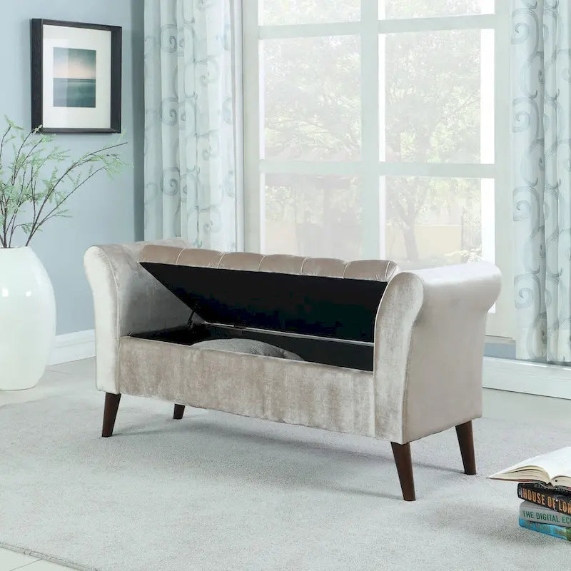 Panca contenitore imbottita con braccioli rosa acceso/beige, 1 posto