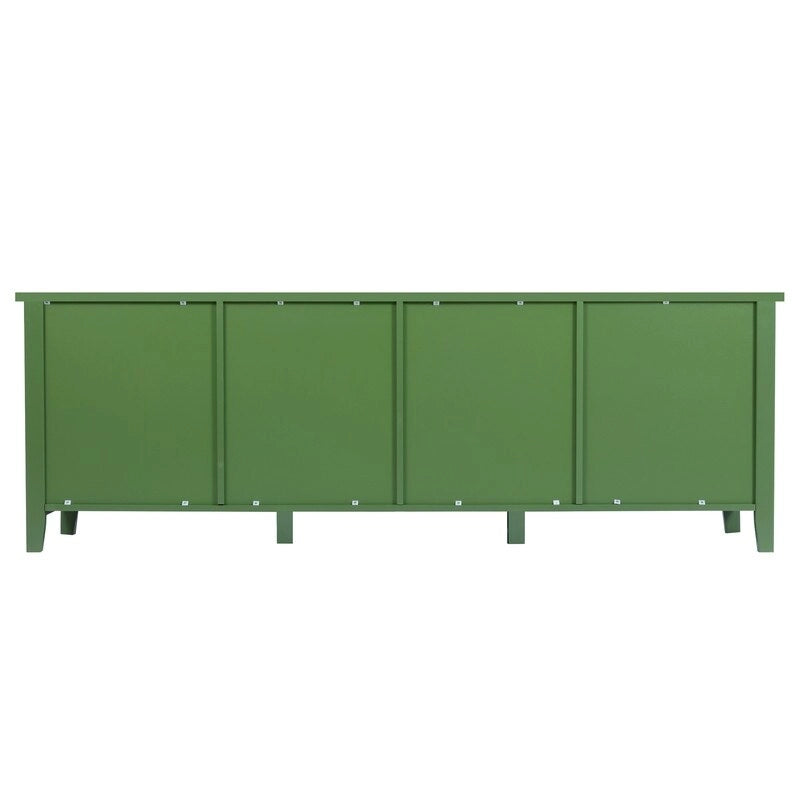Mobile Porta TV Vintage Verde Antico con Ante in Vetro, Credenza a 2 Ante per 1