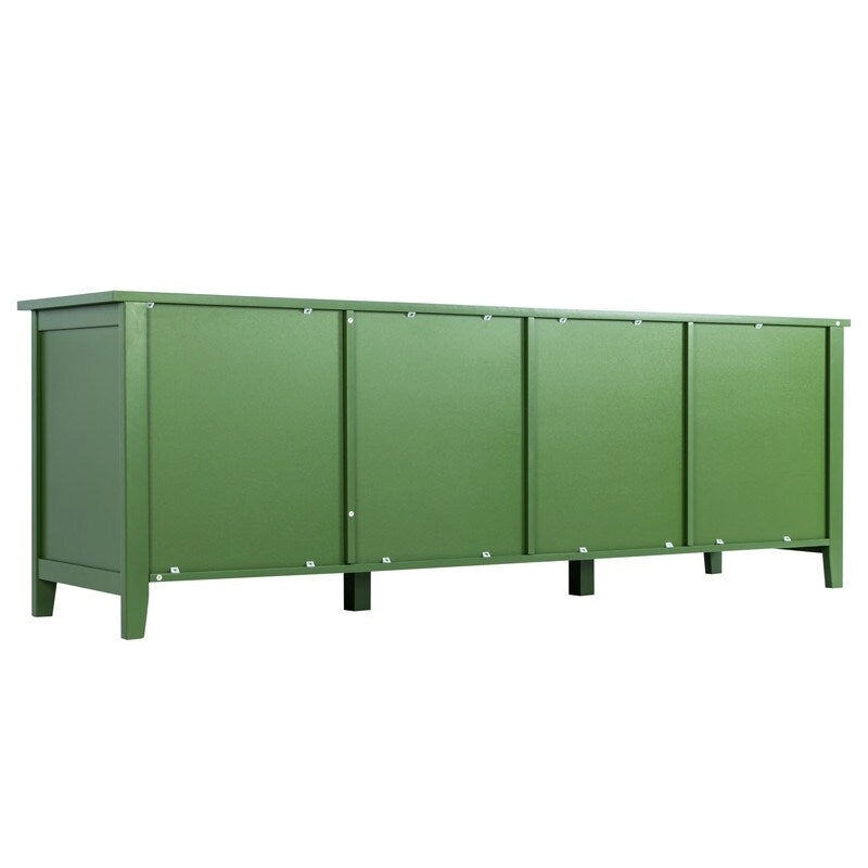 Mobile Porta TV Vintage Verde Antico con Ante in Vetro, Credenza a 2 Ante per 1