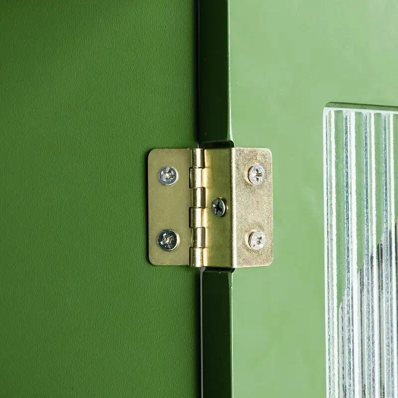 Mobile Porta TV Vintage Verde Antico con Ante in Vetro, Credenza a 2 Ante per 1