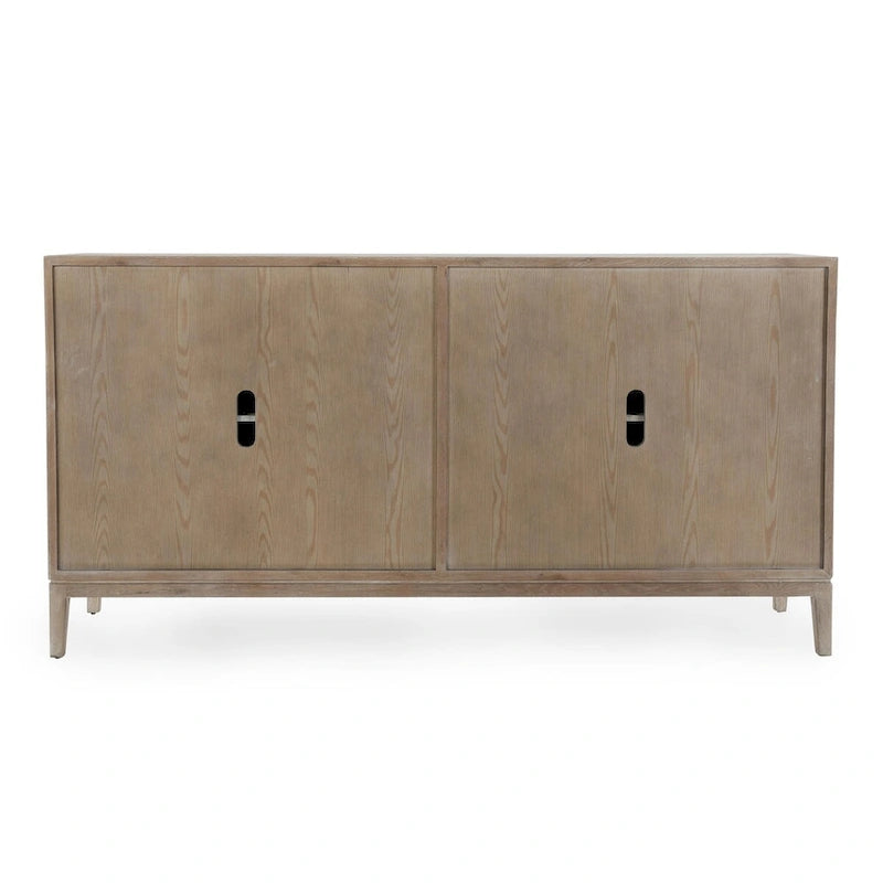 Credenza in Legno di Quercia Bianca | Stile Geometrico a 4 Ante | Posti a sedere 4
