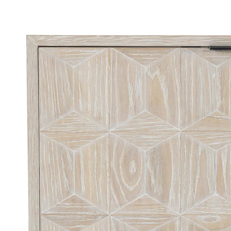 Credenza in Legno di Quercia Bianca | Stile Geometrico a 4 Ante | Posti a sedere 4