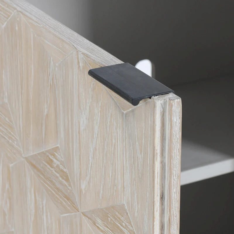 Credenza in Legno di Quercia Bianca | Stile Geometrico a 4 Ante | Posti a sedere 4