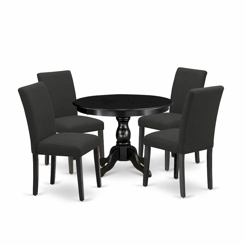 Set da pranzo rotondo da 5 pezzi, 4 posti – Colori e opzioni di rivestimento multipli