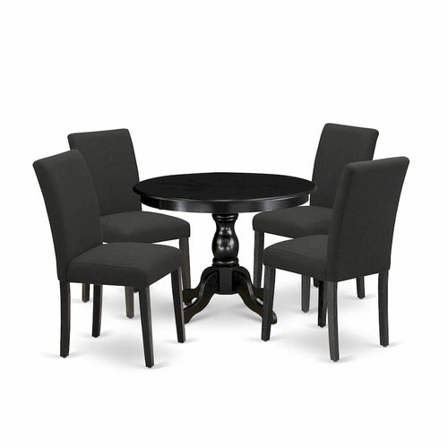 Set da pranzo rotondo da 5 pezzi, 4 posti – Colori e opzioni di rivestimento multipli