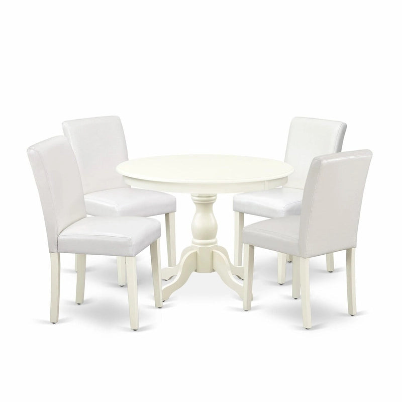 Set da pranzo rotondo da 5 pezzi, 4 posti – Colori e opzioni di rivestimento multipli