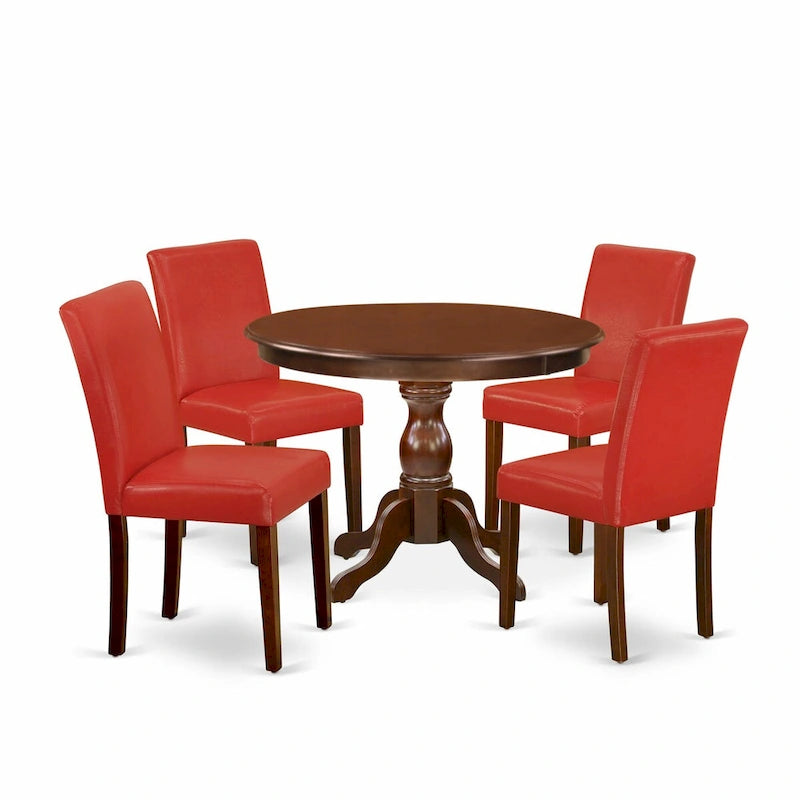 Set da pranzo rotondo da 5 pezzi, 4 posti – Colori e opzioni di rivestimento multipli