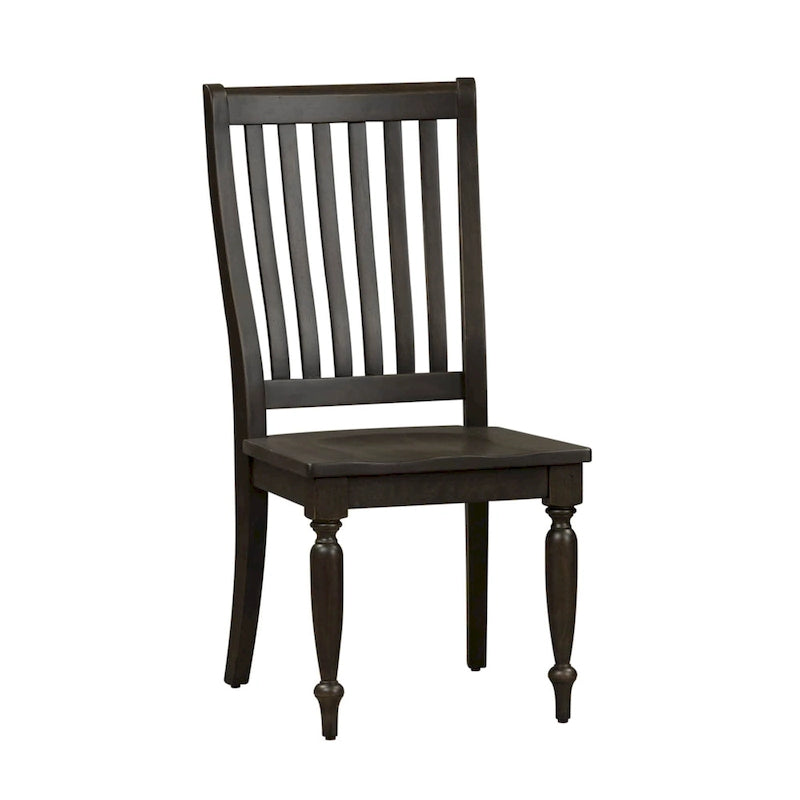 Set tavolo da pranzo con gambe a cavalletto lavagna Brown, sedie con schienale a doghe, 5 posti a sedere