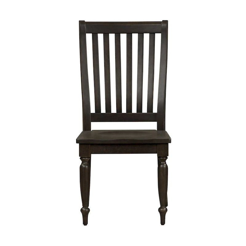 Set tavolo da pranzo con gambe a cavalletto lavagna Brown, sedie con schienale a doghe, 5 posti a sedere