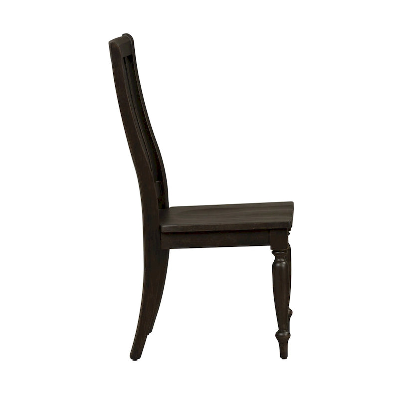 Set tavolo da pranzo con gambe a cavalletto lavagna Brown, sedie con schienale a doghe, 5 posti a sedere