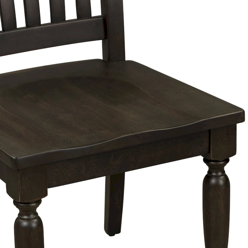 Set tavolo da pranzo con gambe a cavalletto lavagna Brown, sedie con schienale a doghe, 5 posti a sedere
