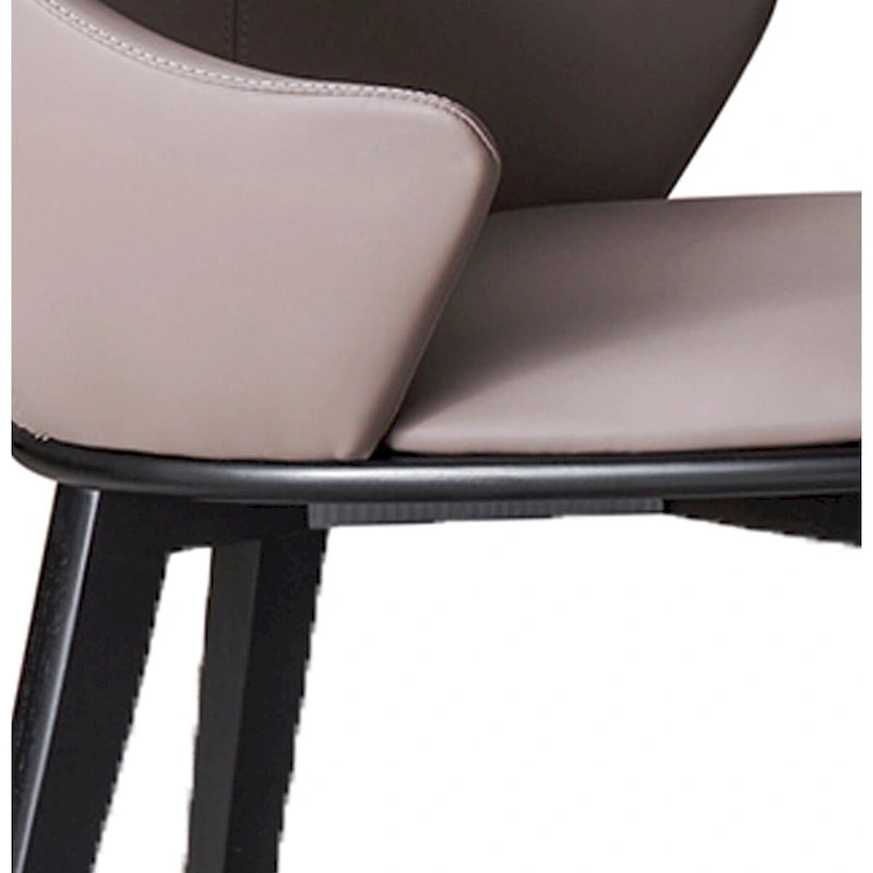Sedia da pranzo beige e nera, schienale alto imbottito, set da 2