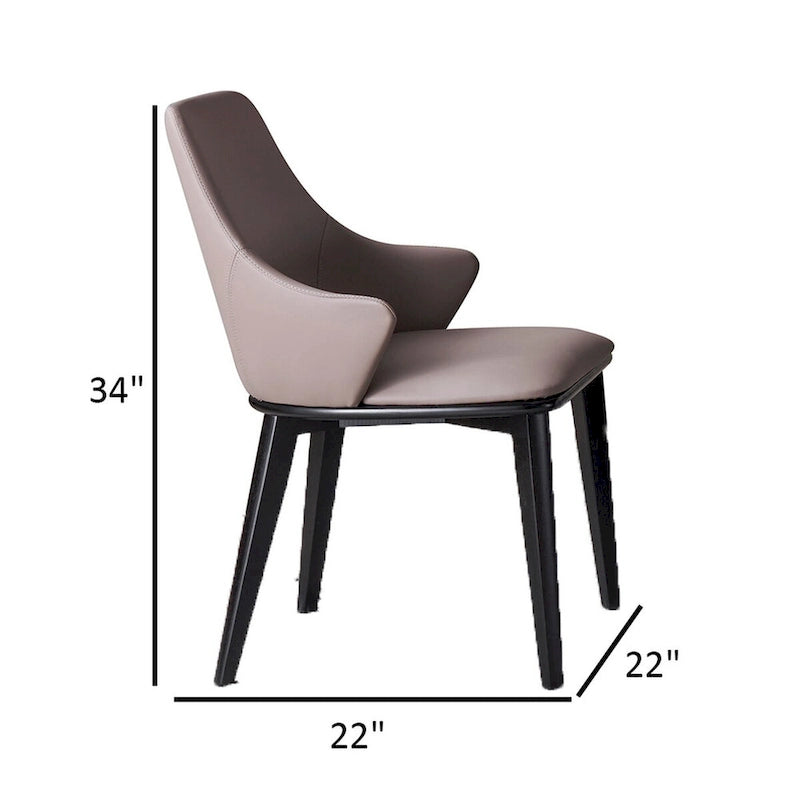 Sedia da pranzo beige e nera, schienale alto imbottito, set da 2