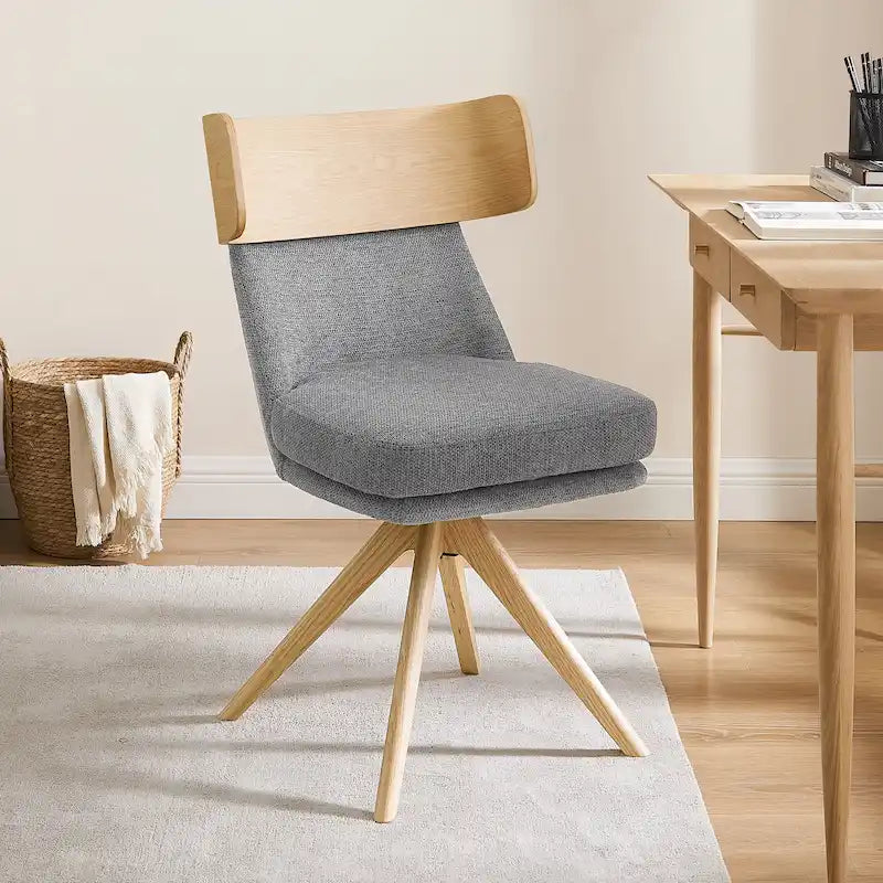 Sedia da scrivania girevole senza braccioli verde/bianco sporco/grigio/giallo/marrone lino per 1 persona