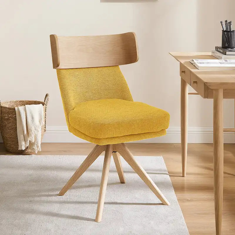 Sedia da scrivania girevole senza braccioli verde/bianco sporco/grigio/giallo/marrone lino per 1 persona