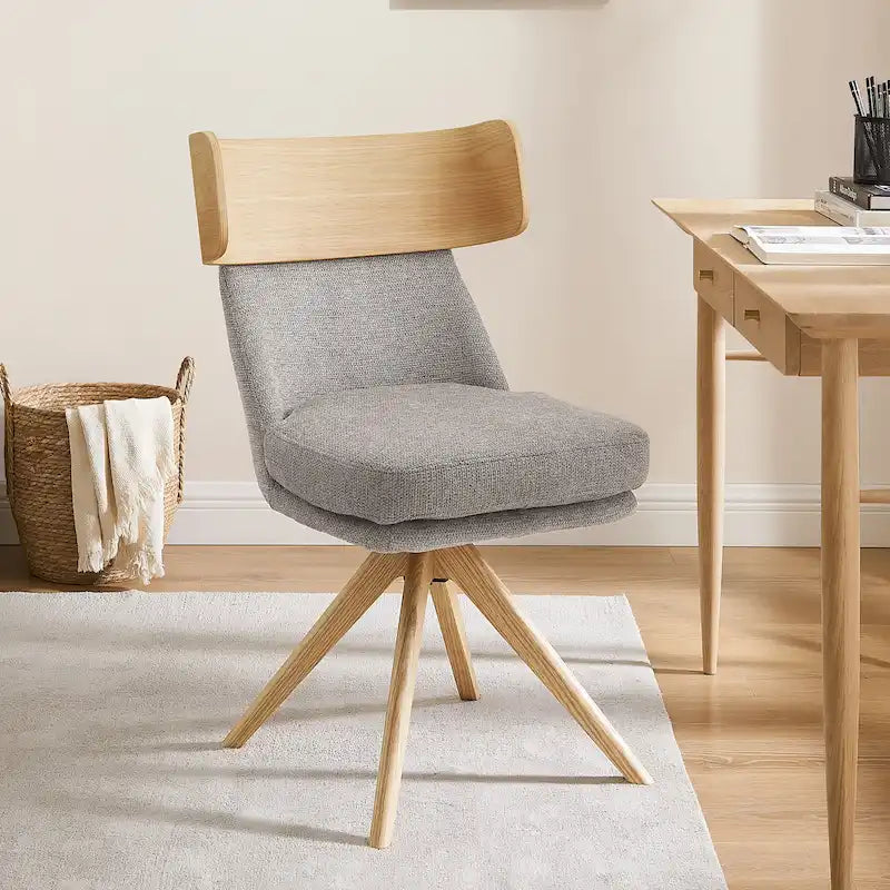 Sedia da scrivania girevole senza braccioli verde/bianco sporco/grigio/giallo/marrone lino per 1 persona