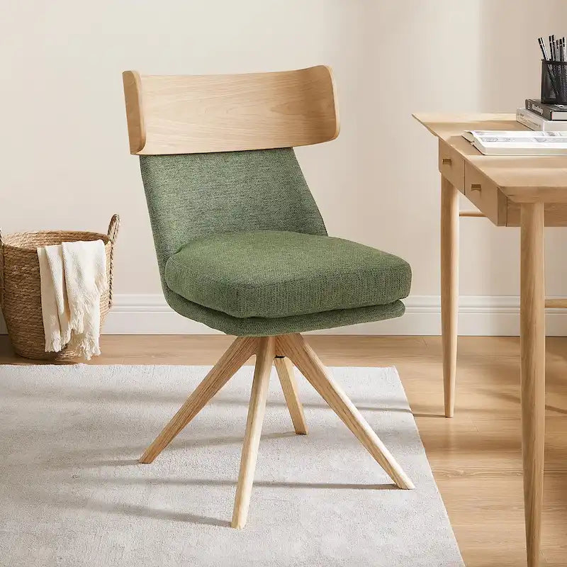 Sedia da scrivania girevole senza braccioli verde/bianco sporco/grigio/giallo/marrone lino per 1 persona