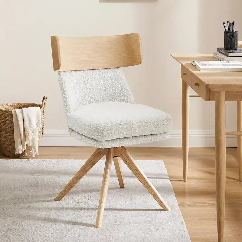 Sedia da scrivania girevole senza braccioli verde/bianco sporco/grigio/giallo/marrone lino per 1 persona