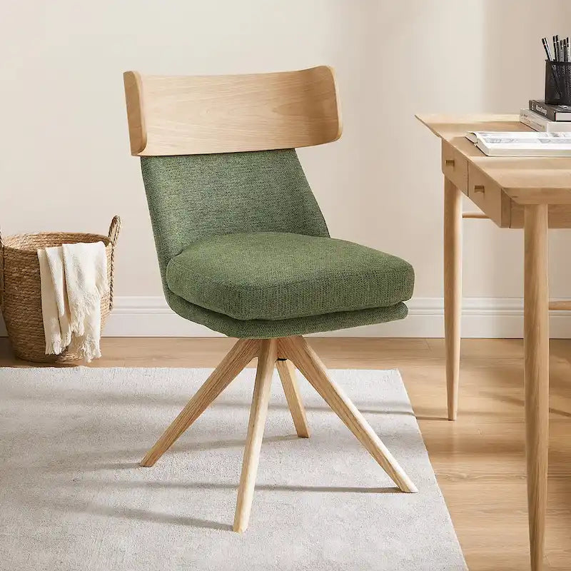 Sedia da scrivania girevole senza braccioli verde/bianco sporco/grigio/giallo/marrone lino per 1 persona