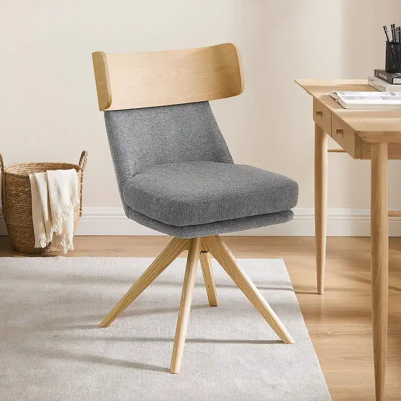 Sedia da scrivania girevole senza braccioli verde/bianco sporco/grigio/giallo/marrone lino per 1 persona