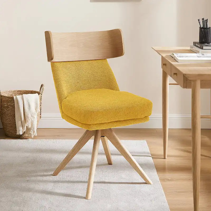 Sedia da scrivania girevole senza braccioli verde/bianco sporco/grigio/giallo/marrone lino per 1 persona