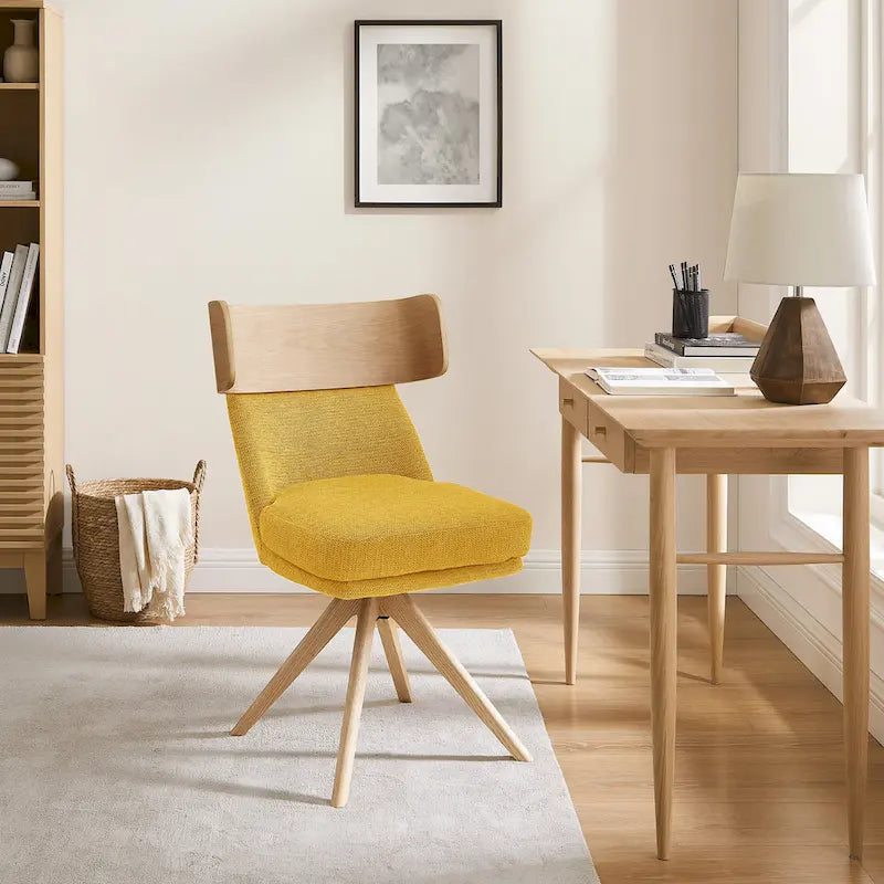 Sedia da scrivania girevole senza braccioli verde/bianco sporco/grigio/giallo/marrone lino per 1 persona