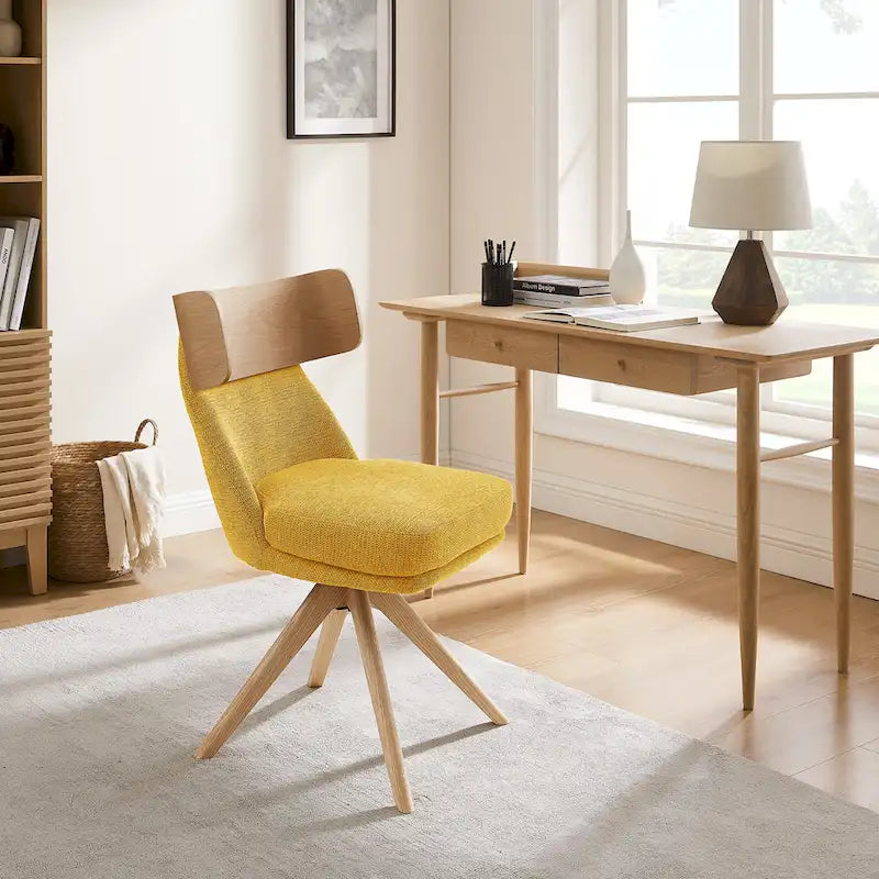 Sedia da scrivania girevole senza braccioli verde/bianco sporco/grigio/giallo/marrone lino per 1 persona