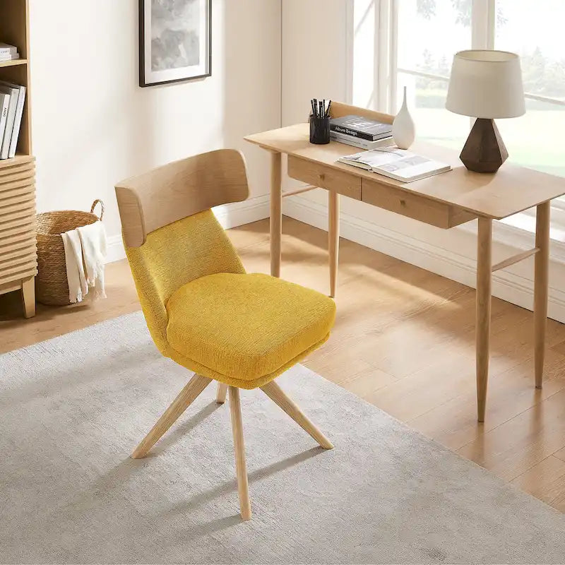 Sedia da scrivania girevole senza braccioli verde/bianco sporco/grigio/giallo/marrone lino per 1 persona