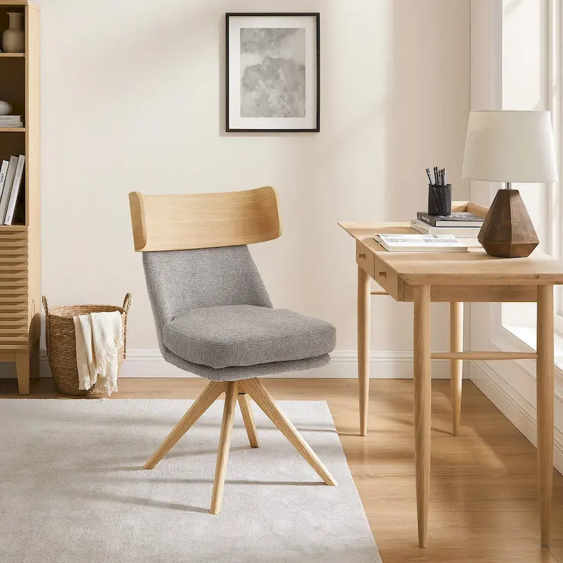 Sedia da scrivania girevole senza braccioli verde/bianco sporco/grigio/giallo/marrone lino per 1 persona