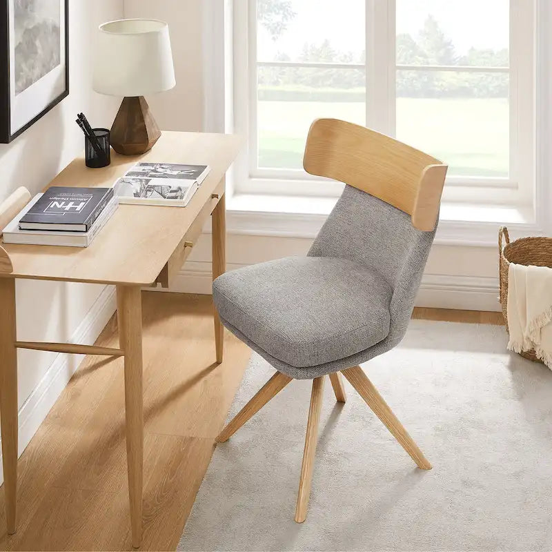 Sedia da scrivania girevole senza braccioli verde/bianco sporco/grigio/giallo/marrone lino per 1 persona