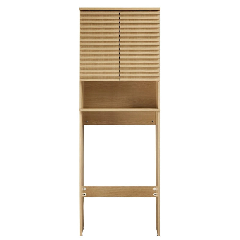 Mobiletto da bagno salvaspazio da WC con ante a persiana in noce/quercia, 1 persona