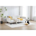 Divano letto singolo imbottito avorio/beige con schienale trapuntato a coste – Boucle e velluto, 1 posto a sedere
