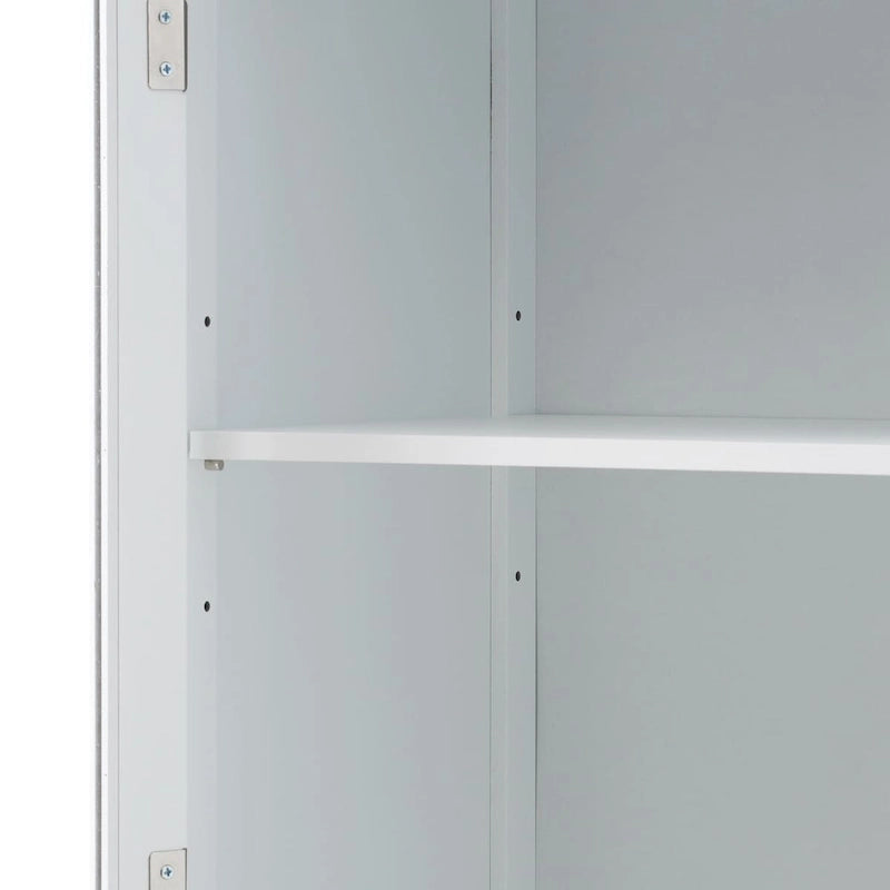 Armadietto alto da bagno bianco/nero con ante in vetro, 1 persona