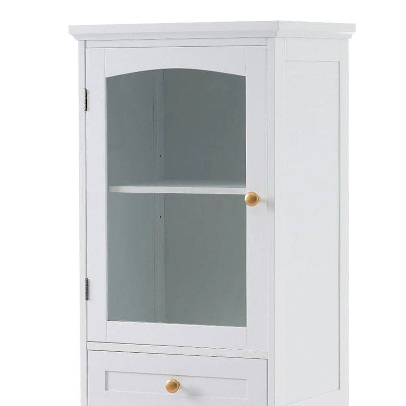 Armadietto alto da bagno bianco/nero con ante in vetro, 1 persona