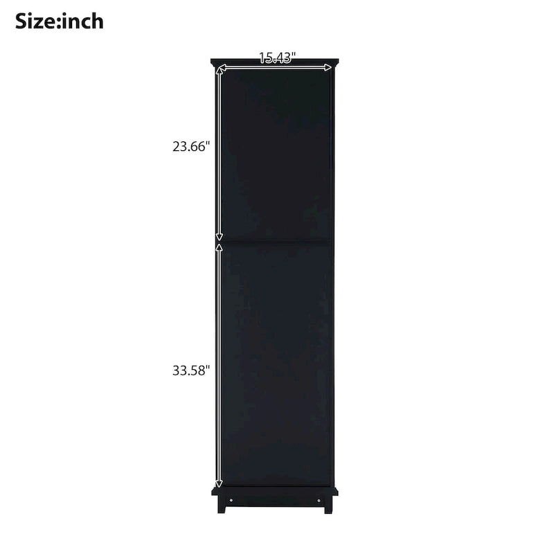 Armadietto alto da bagno bianco/nero con ante in vetro, 1 persona