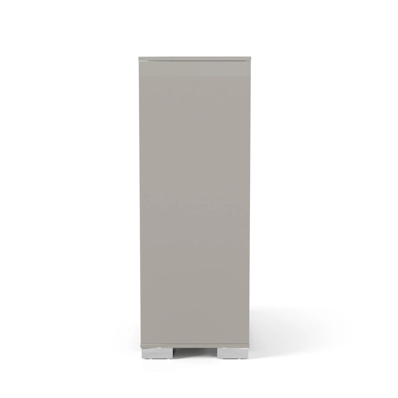 Cassettiera a 5 cassetti laccata lucida – Tortora chiaro / Bianco / Nero pianoforte, Stile moderno, Per 1